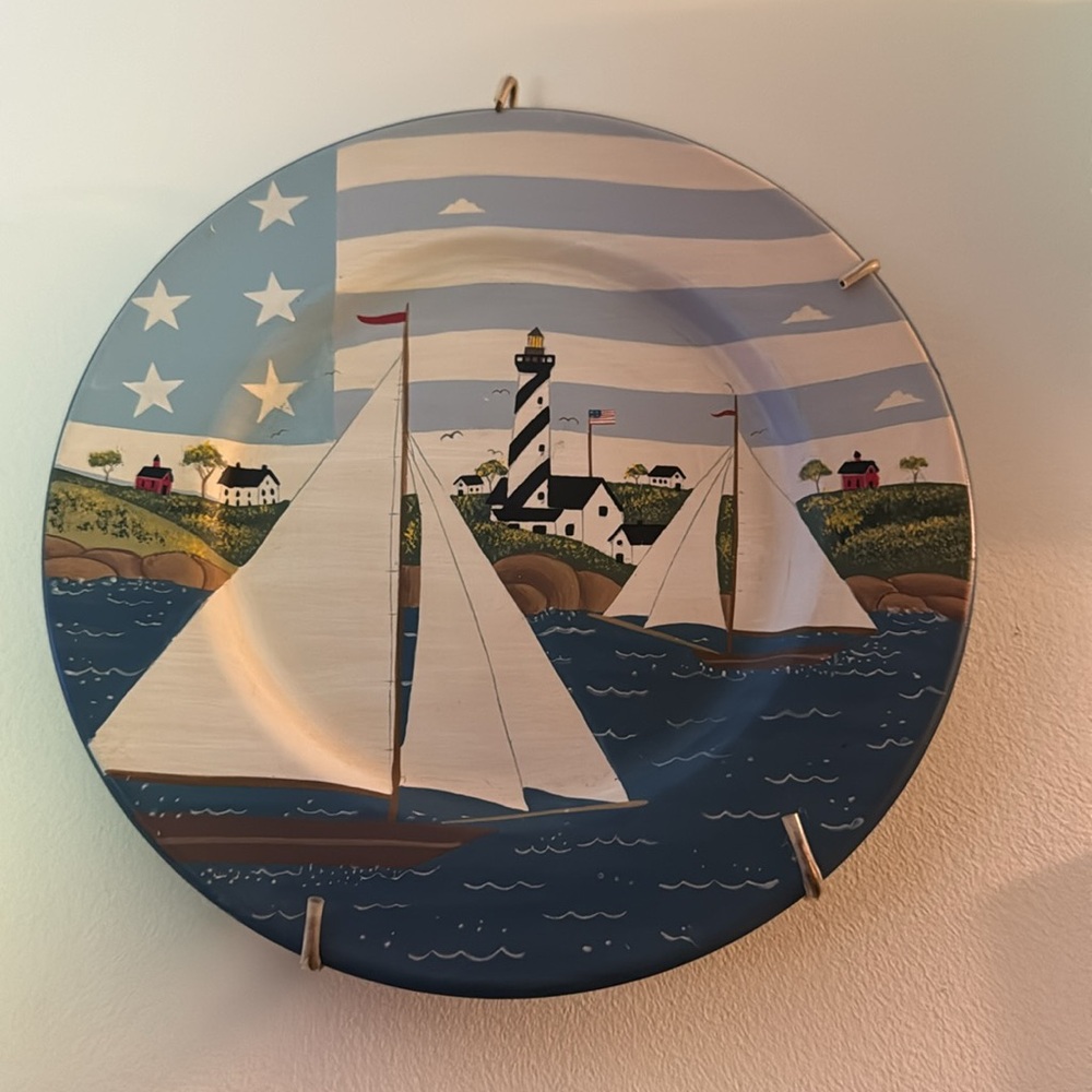 Vintage Warren Kimble From Sea to Shining Sea lighthouse Americana decor plate - Picture 2 of 4